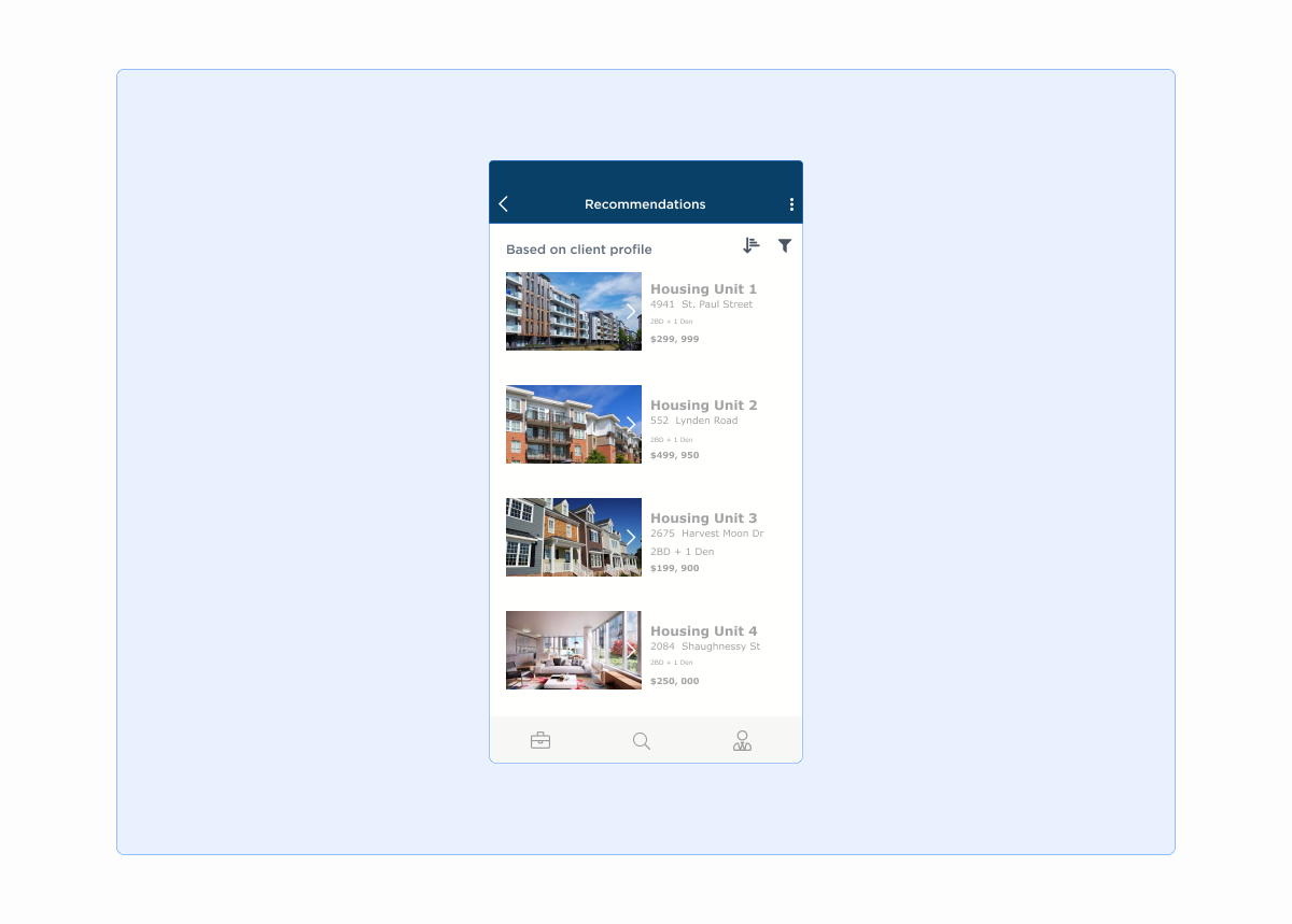 recommendations provided by app